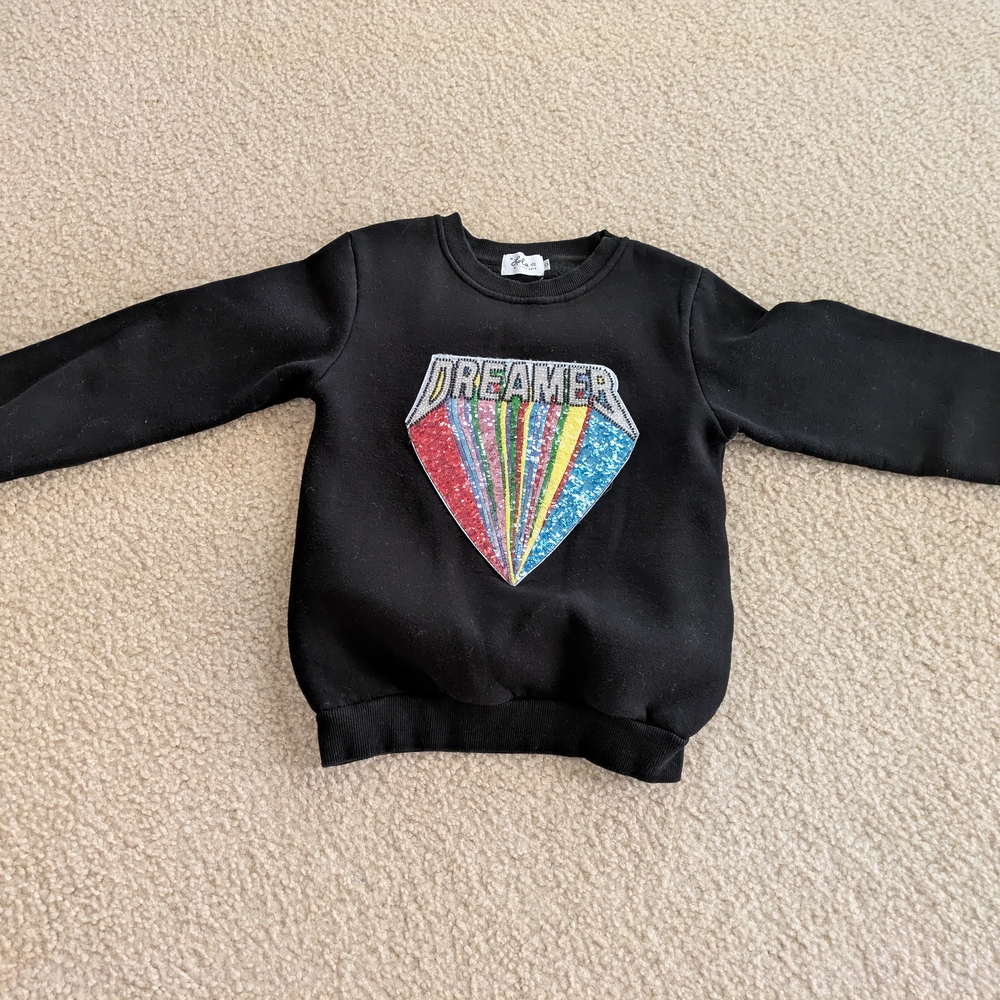 Lola And The Boys- Black and Red Graphic Sweatshirt with Colorful Diamond Design